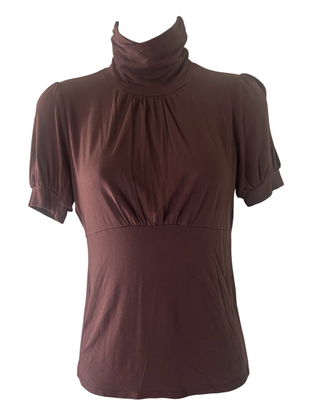 Vintage one clothing Chocolate Brown Turtleneck Short Sleeve Top